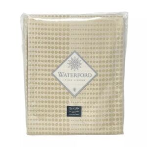 WATERFORD 70 x 126 Christmas Holiday Shimmer Gold Dot Tablecloth Seats 10-12 NEW